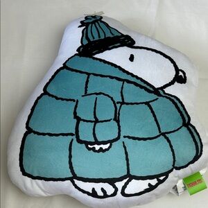 Peanuts Snoopy Plush Pillow in Teal and White Snoopy Puffer Jacket Design NEW!